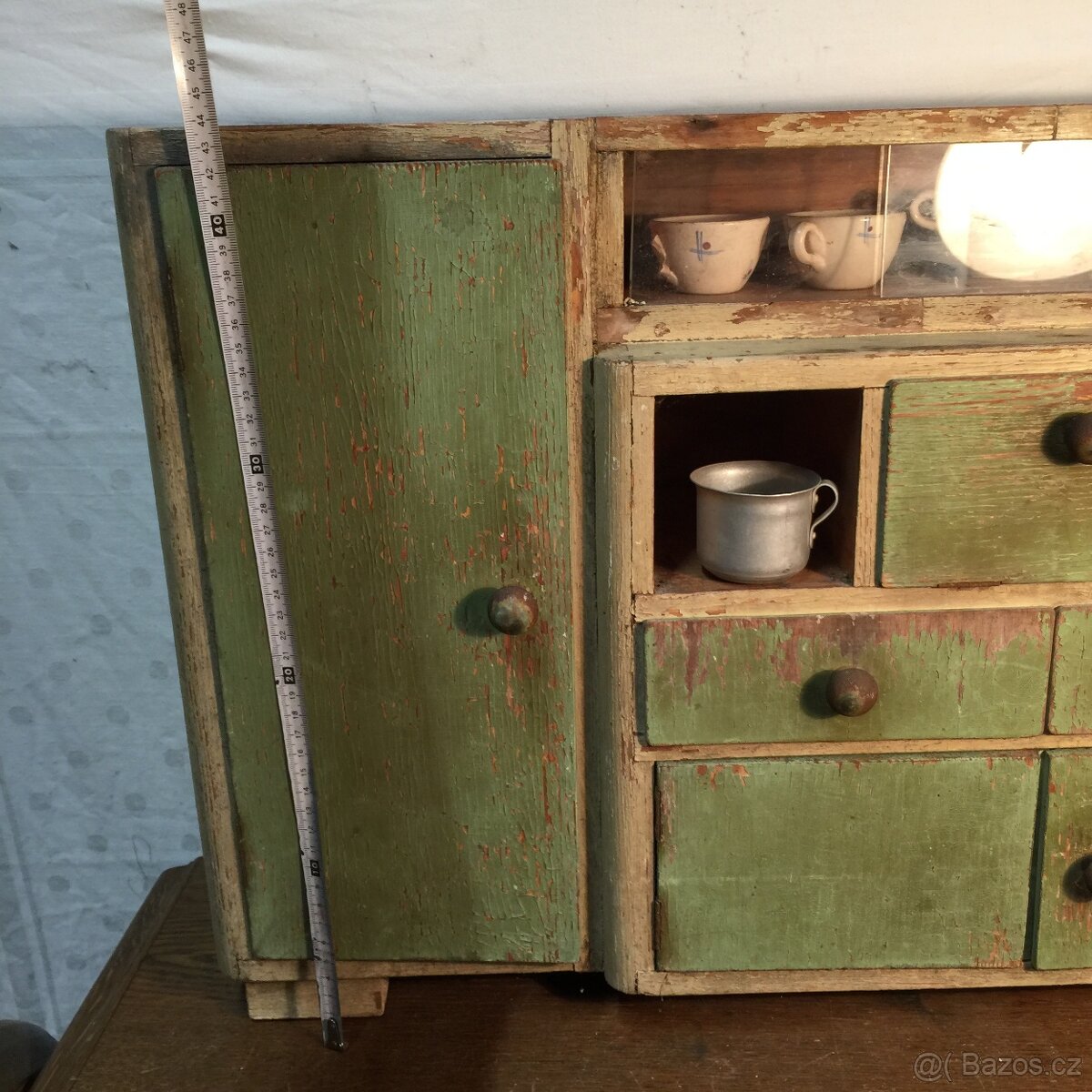 starožitná kredenc pro děti panenky kuchyňka nádobí 1920 - 18