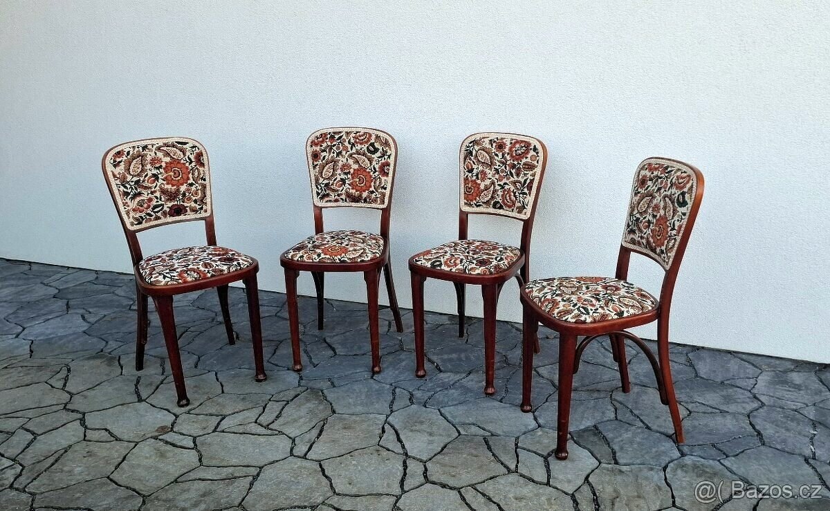 Secesní jídelní židle THONET + taburet - 18