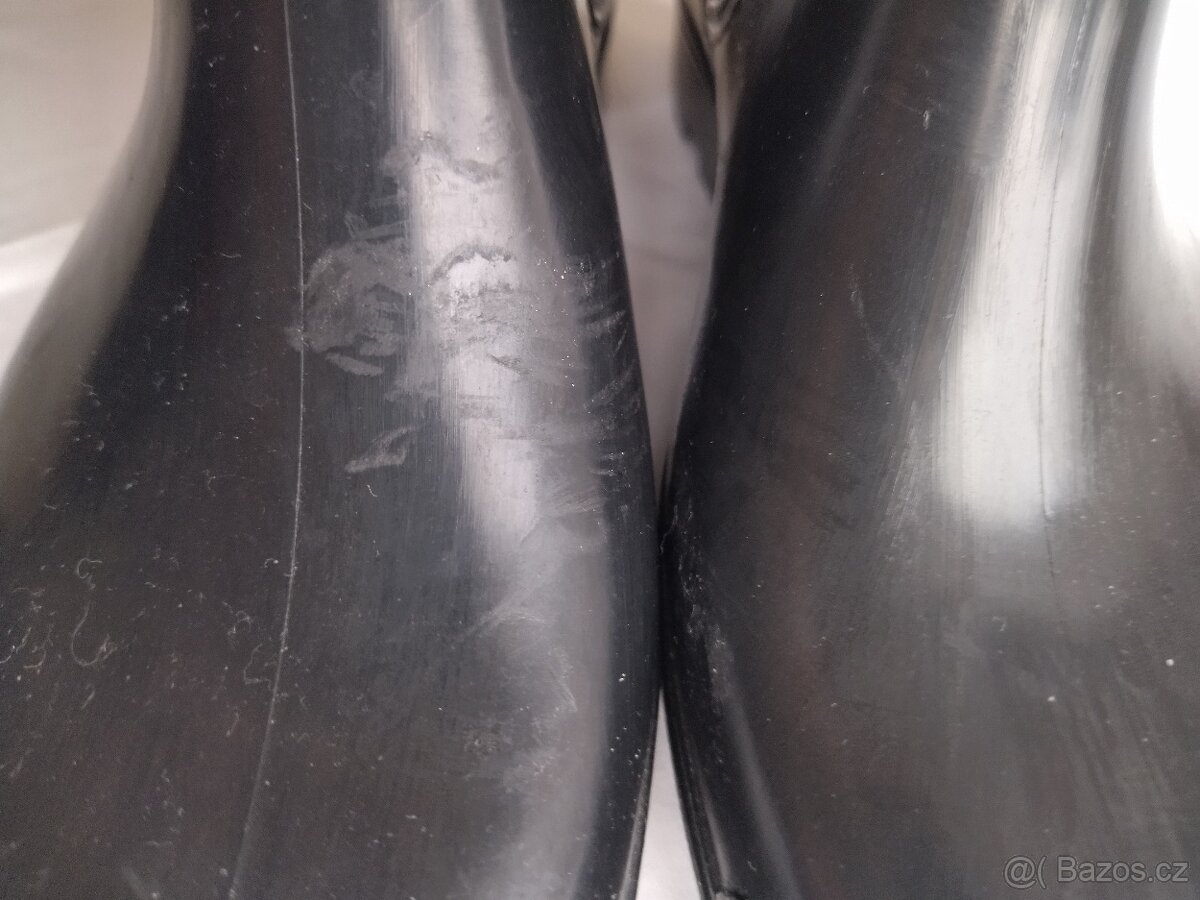 Kozačky holínky černé + leopardí vzor, vel. 37/38 - 18