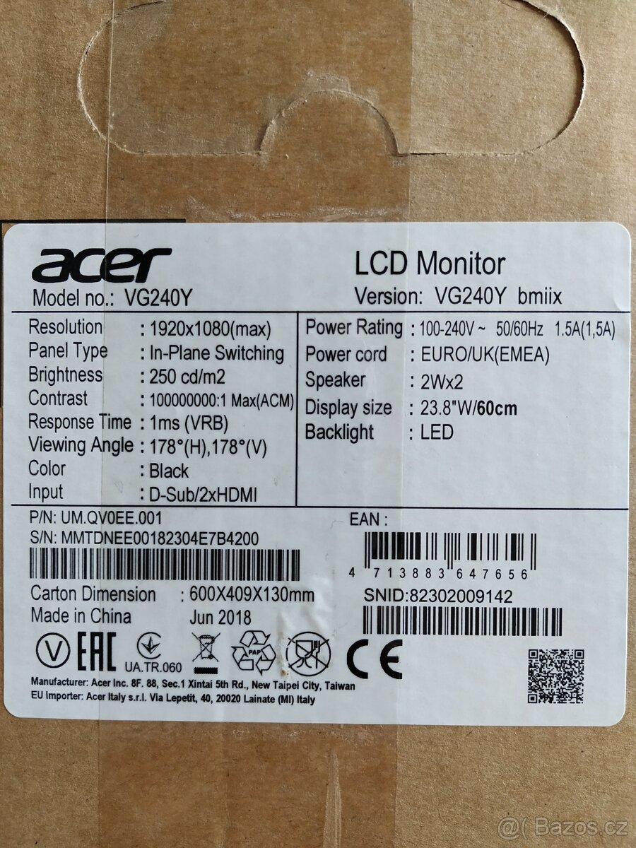 Herní Acer Nitro VG0, VG240Y, 24" - 18