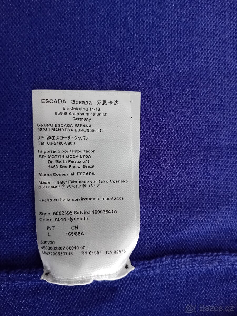 Escada dámský luxusní kardigan vel. L vlna + hedvábí - 18