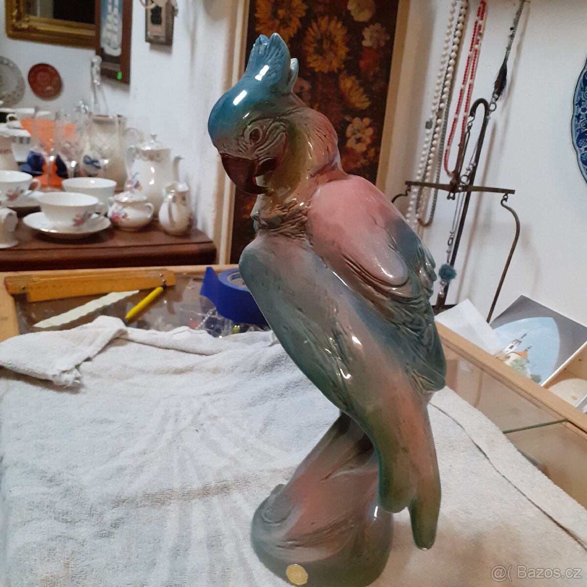 Starožitná keramická glazurovaná soška Jihokera - 18