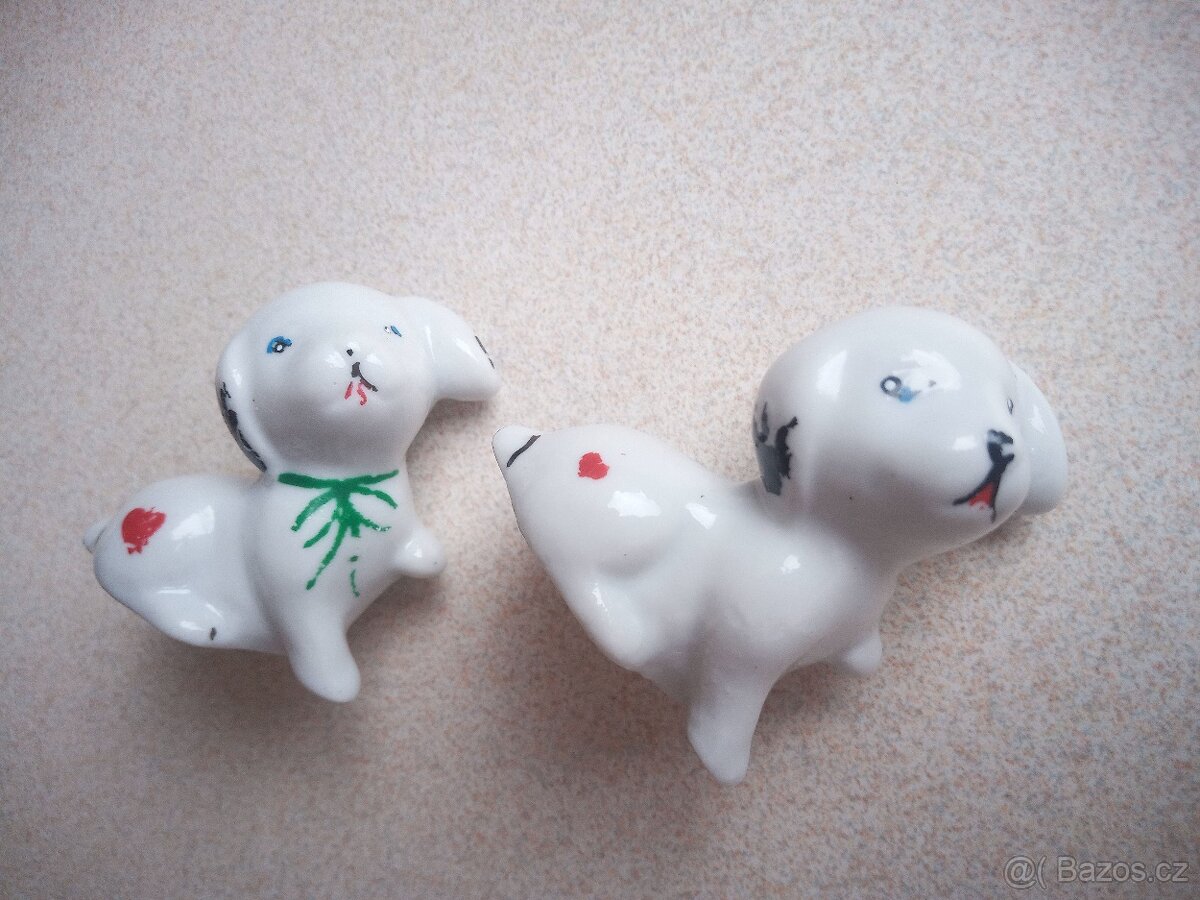 Porcelánové vázičky, košík, pejsek, ovečka, kačer - 18