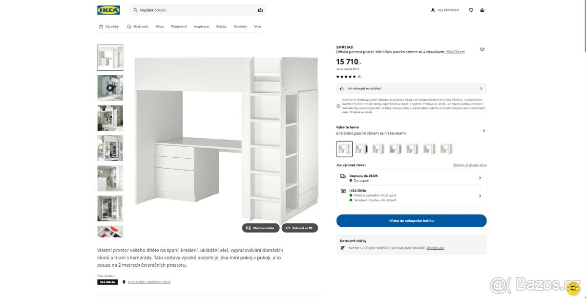Patrová postel se stolem a skříní IKEA - 18