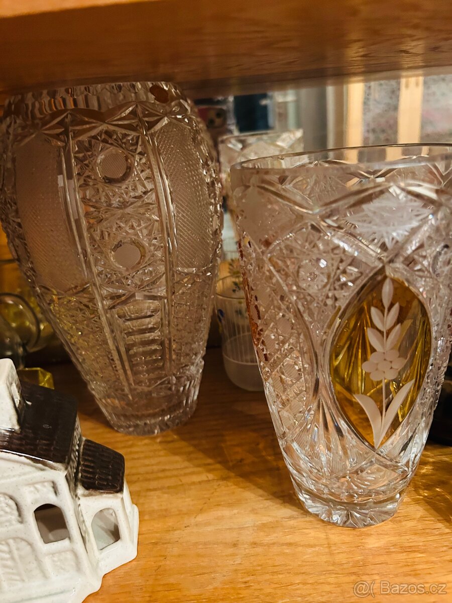 Porcelán sošky sklenice broušené sklo - 18