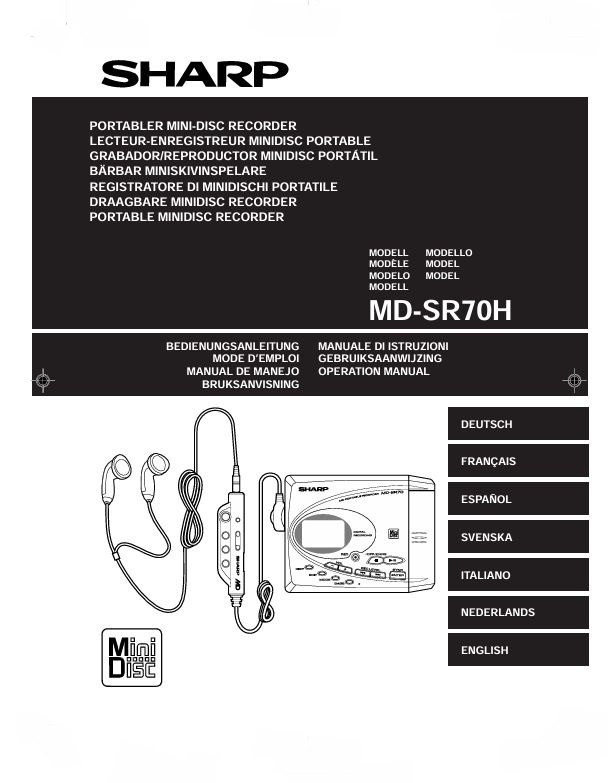 Minidisc SHARP MD-SR70, media, manual, příslušenství - 18