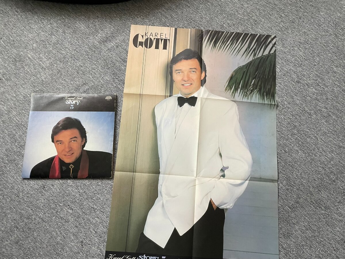 4x LP desky Karel Gott, 1x SP + originální plakát - 18