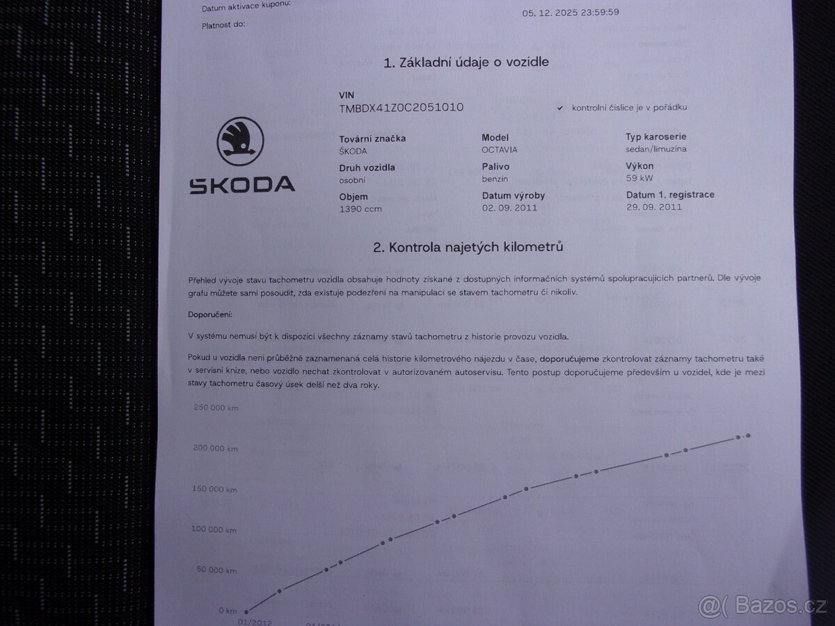 Octavia 1,4i 16V 59kW Tour,koup.v čr 9.2011,klima,závěs - 18