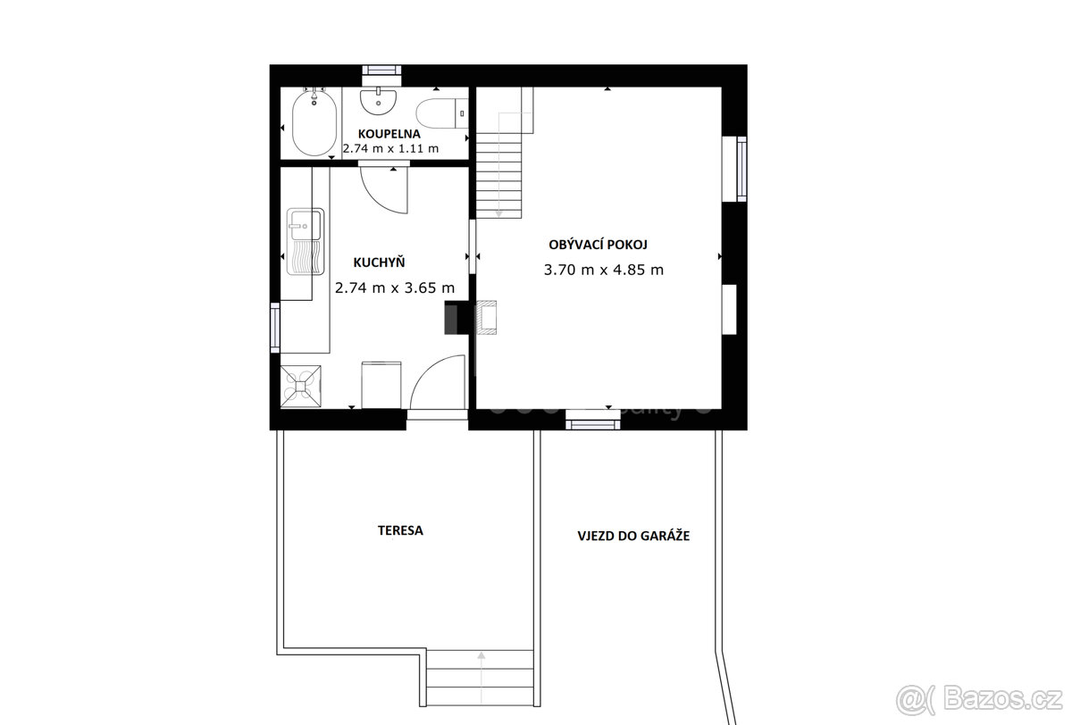 Sadská, prodej chaty 3+1 46,5 m2 + garáž 19 m2, na pozemku 3 - 18