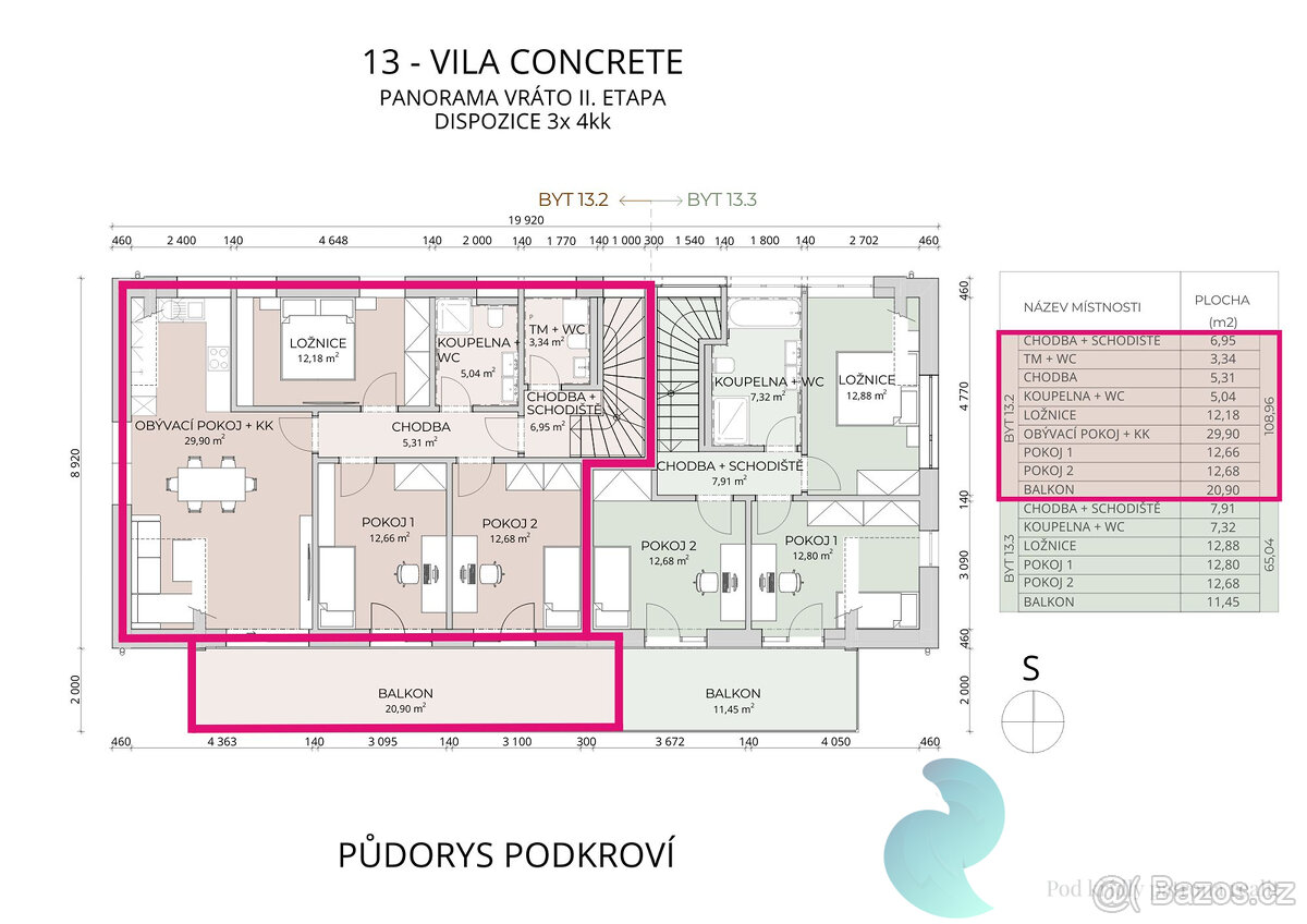 Prodej, byt 4+kk, 99m2, balkón, parkování, zahradní domek, V - 18