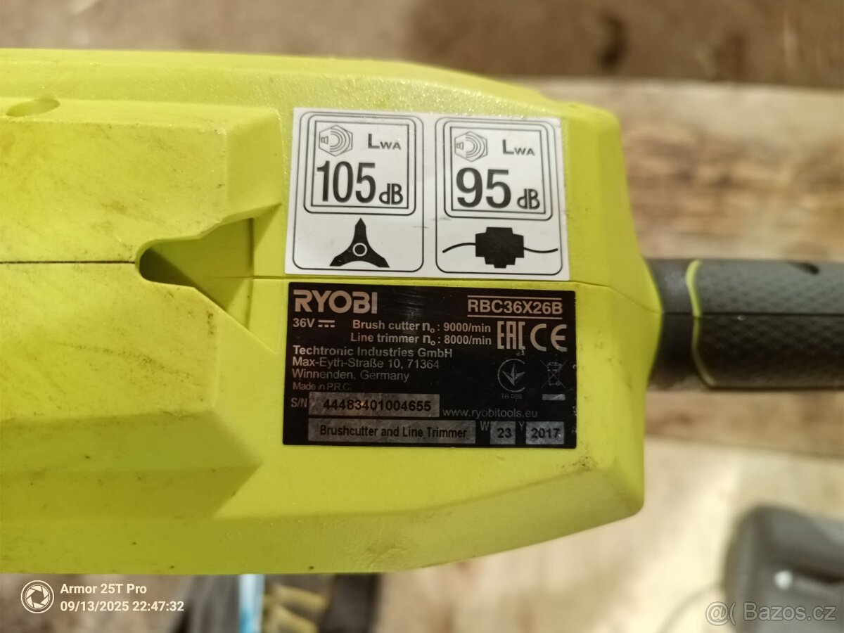 Akumulátorový křovinořez + sekačka RYOBI RBC36X26B - 18