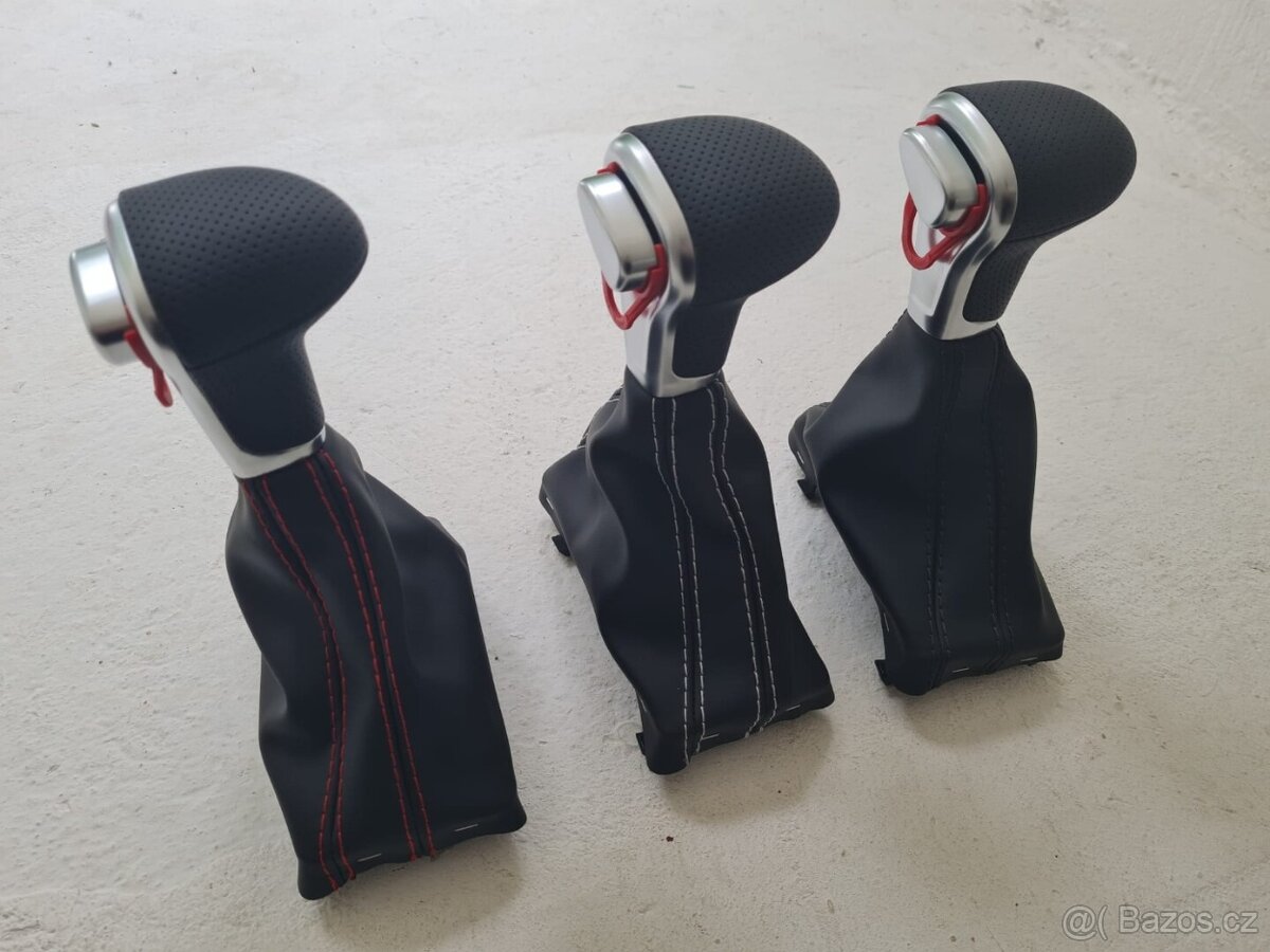 Radiaca páka pre automat AUDI / čierna biela červená nitka - 18