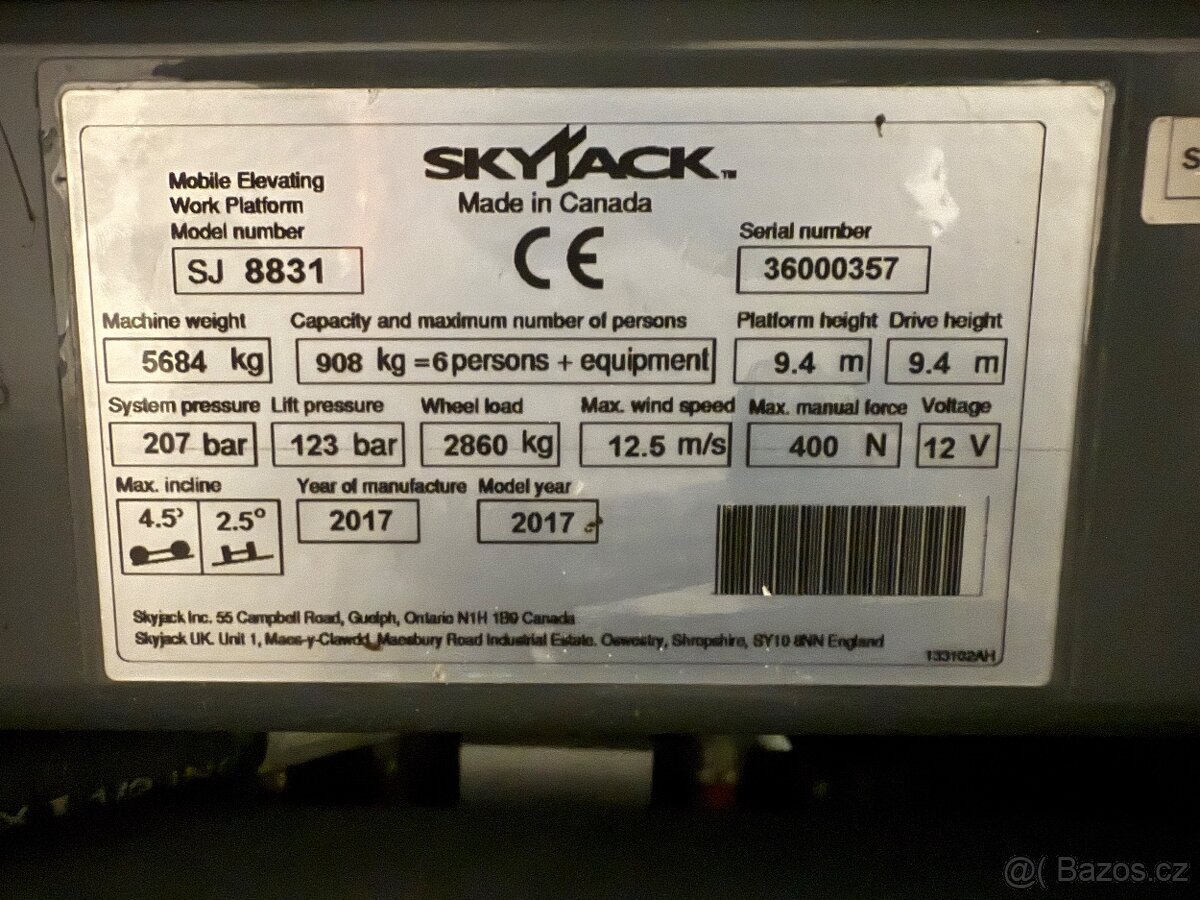 Terénní Nůžková Plošina Skyjack SJ-8831 | r. 2017 | 480 mth - 18