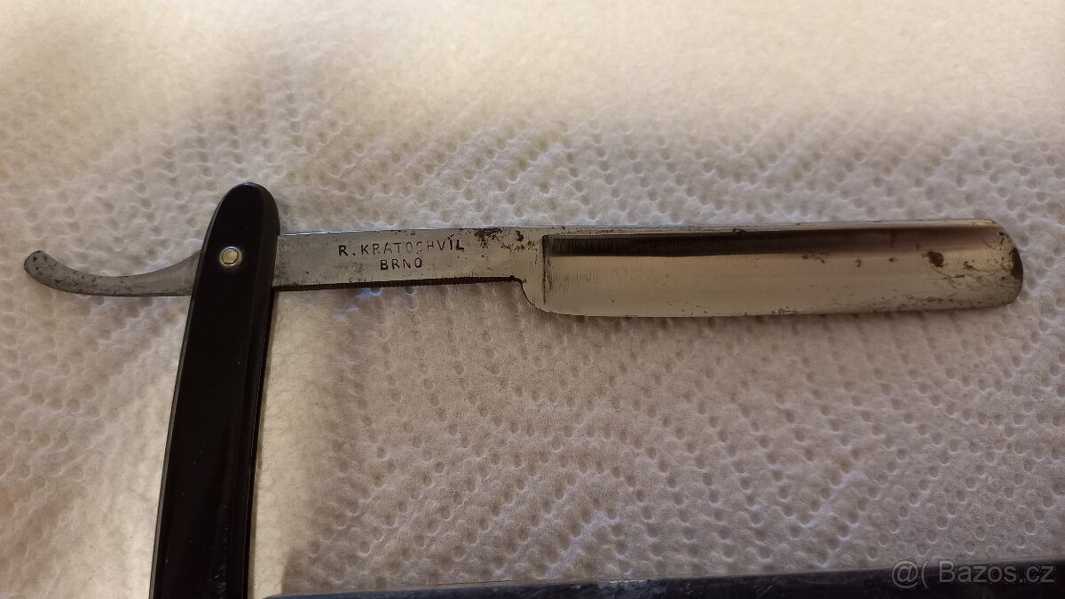 Starožitná břitva včetně pouzdra a brousku - 18