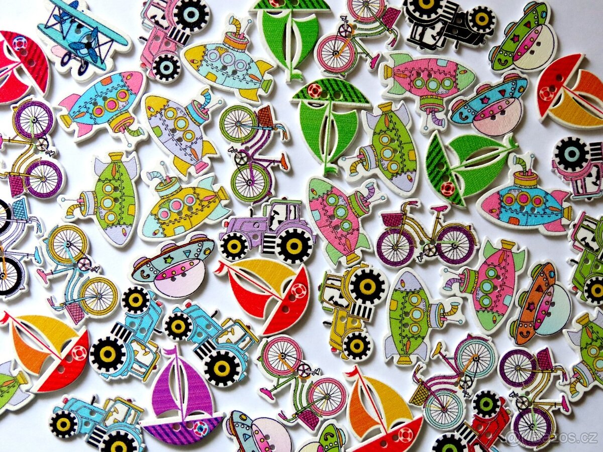 Dřevěné malované knoflíky různé druhy - nové - 18