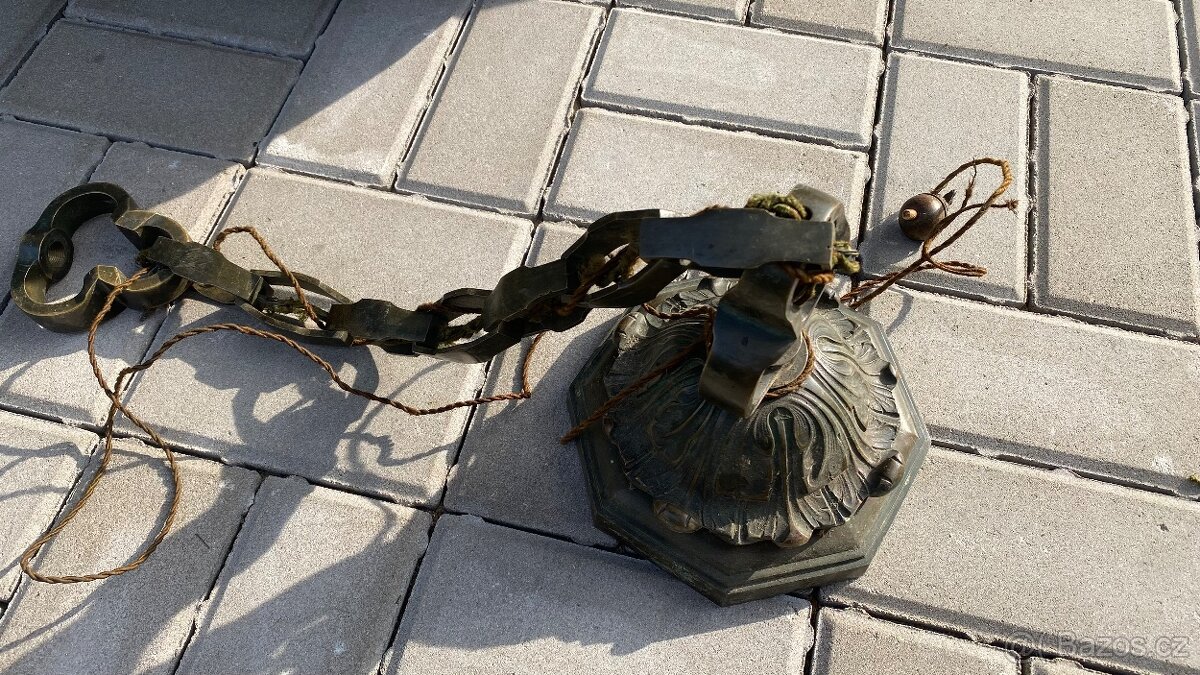 Hodně starý závěsný lustr nebo svítidlo - 18