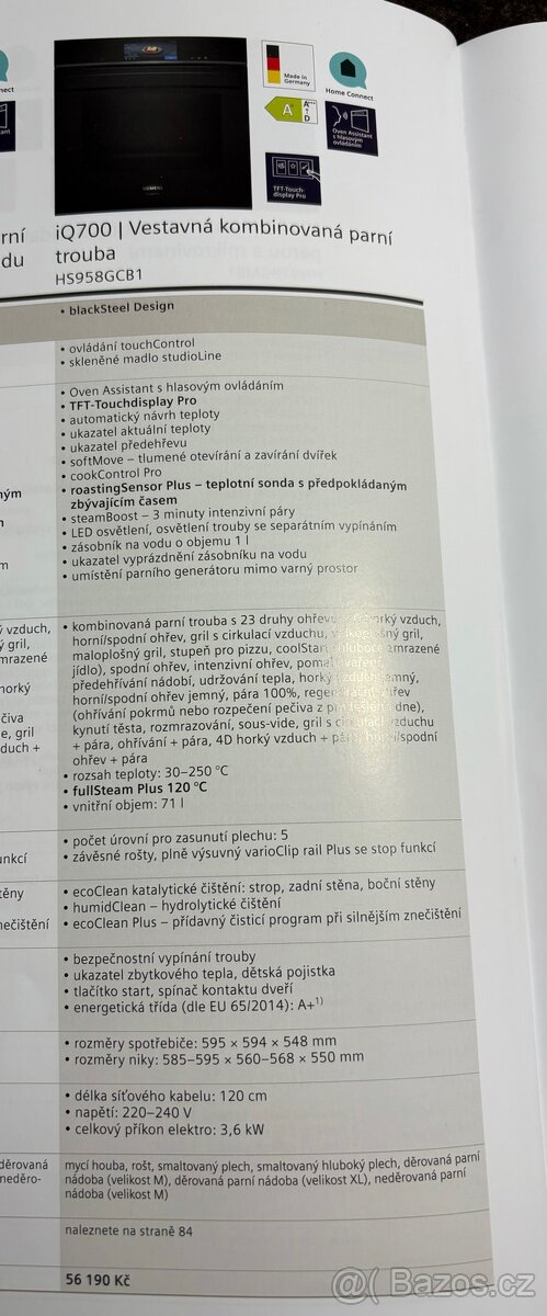 Nová parní trouba SIEMENS STUDIO LINE HS958GCB1 - 100% pára - 18