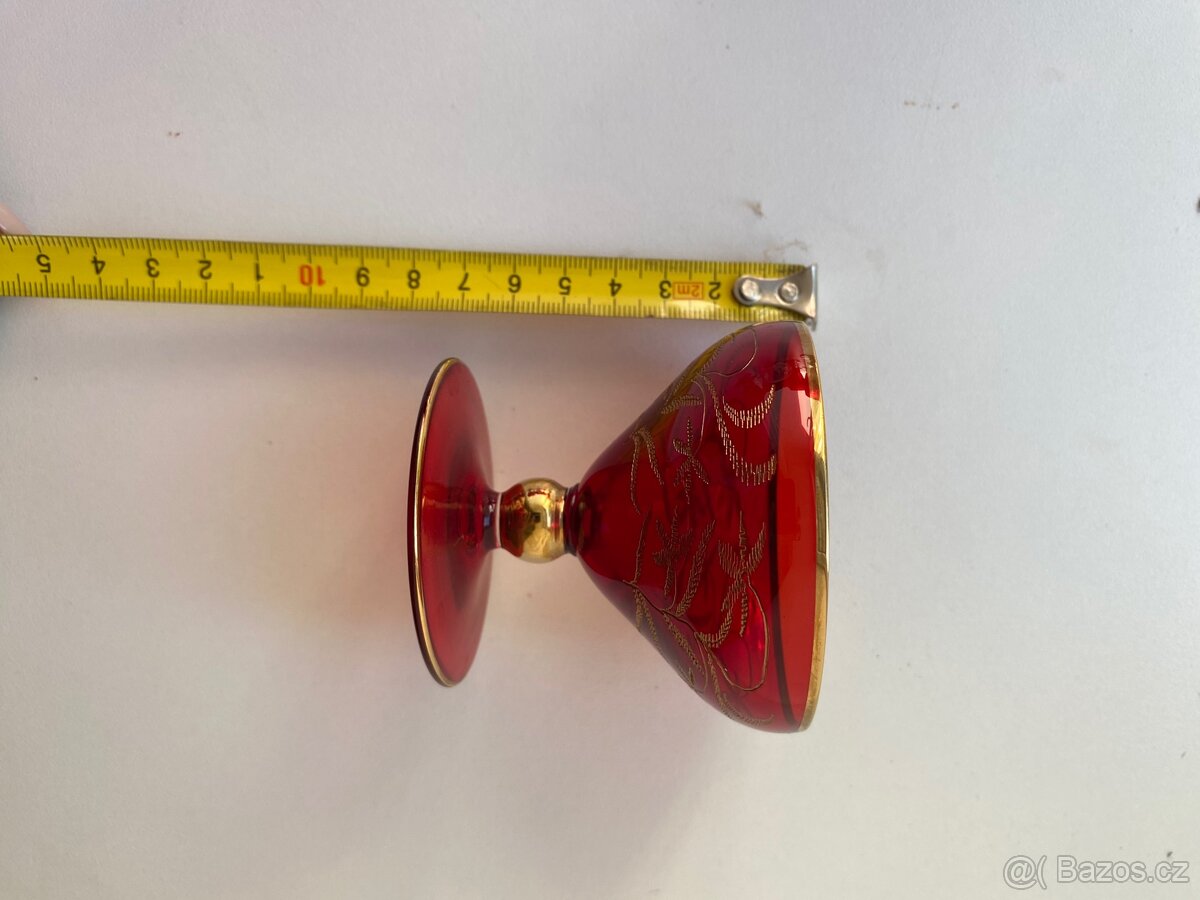 Vintage sada rubínových skleniček - 18 ks - 18