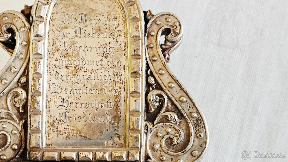 Ag stříbro stolní krucifix loťák rok 1864 biedermeier styl - 18