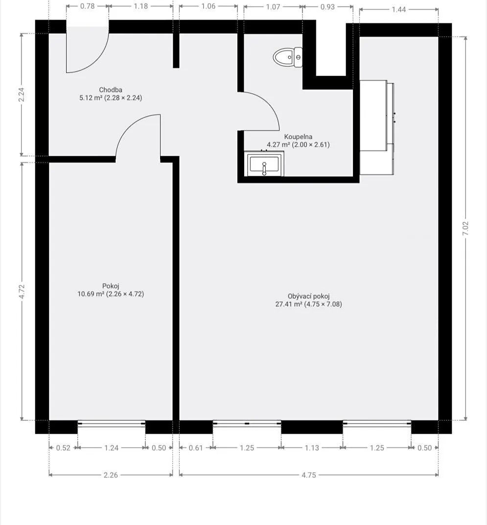 Družstevní byt 2+kk, 47m2, ul. Arbesova, Teplice–Trnovany - 18