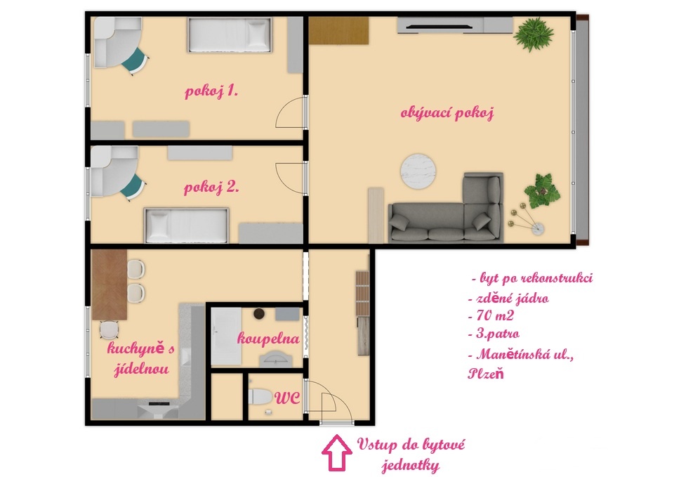 Prodej bytu po rekonstrukci, 3+1, Manětínská, Plzeň - 18