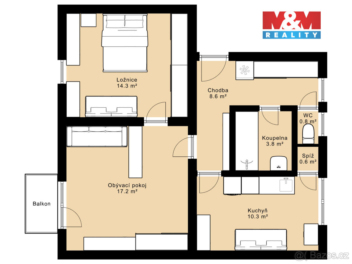 Prodej bytu 2+1, 57 m², garáž, Tachov, ul. Fügnerova - 18