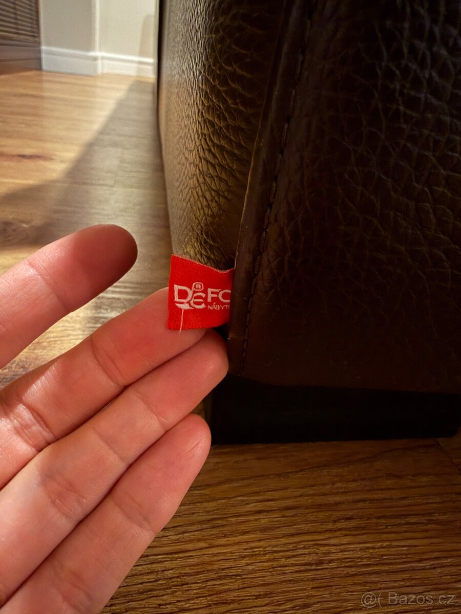 Kožená hnědá sedací souprava DeFo - 18