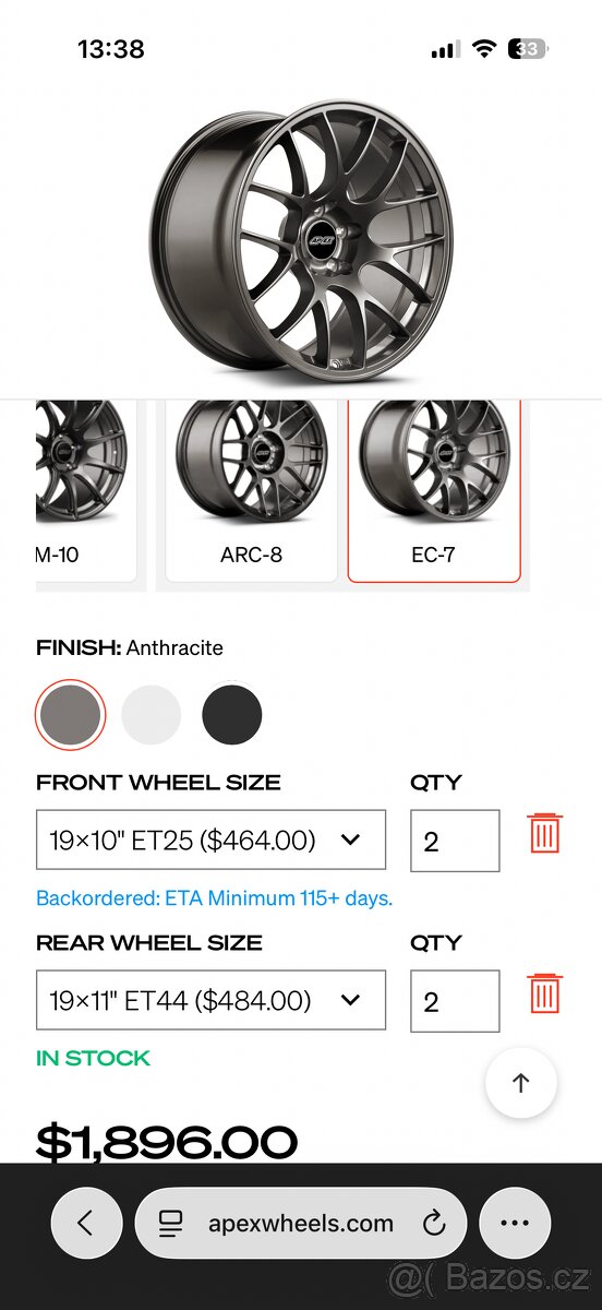 APEX EC7, BMW 5x120, 19” Black - 18