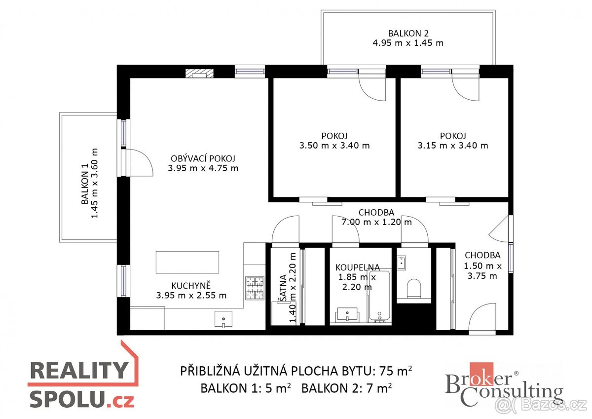 Prodej, byty/3+kk, 89.5 m2, Masarykova 1048, 66461 Rajhrad, - 18