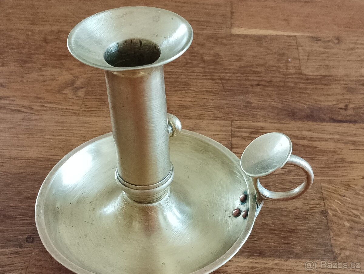 MOSAZNÝ EMPÍROVÝ SVÍCEN BIEDERMEIER Z 19. STOL. FRANCIE - 18