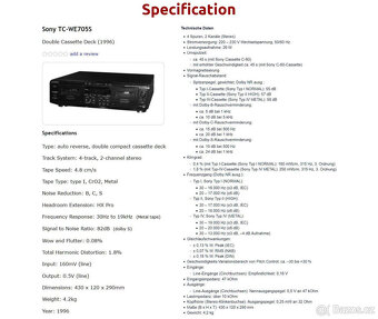 SONY TC-WE705S Double Deck/Dolbx B-C-S/Pitch Control - 18