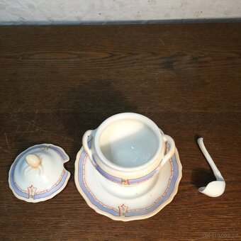Malovaný porcelán tác talíře omáčník Loket 1833 Biedermaie - 18