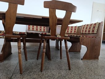 Selský jídelní set, lavice, rozkládací stůl, 2 židle - 18