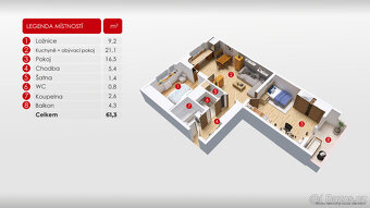 Prodej bytu 3+kk s balkonem, 57 m² Uherské Hradiště-Jarošov - 18