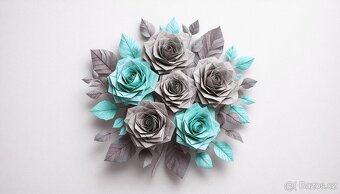 Papírová origami kytice růží - 18