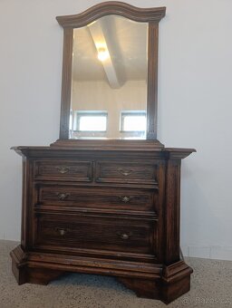 Starožitná komoda + zrcadlo, nábytek z masívu - 18