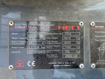 Elektrický Vysokozdvižný vozík VZV HELI CPD18 EX418 - 18
