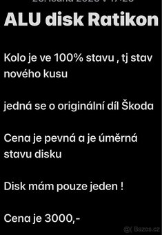 Alu disk Ratikon 57A 601 025 nový top stav - 18