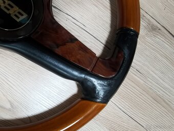 Velmi vzácný volant BBS, kůže, dřevo, W123, W124, W201, E28 - 18