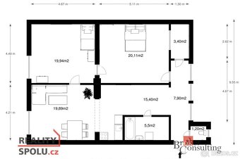 Pronájem, byty/3+1, 91 m2, Habrmanova 93/48, Pražské Předměs - 18
