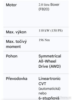 Subaru XV, 2.0i, 4x4 110 kw, původ ČR, automat, tažné - 18