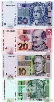 Bankovky 5 - 1000 kun a 1 - 50 000 dinárů Chorvatsko - 18
