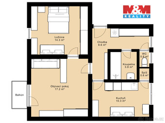 Prodej bytu 2+1, 57 m², garáž, Tachov, ul. Fügnerova - 18