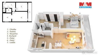 Prodej bytu 2+1, 50 m², Praha - Uhříněves, ul. Na vysočině - 18