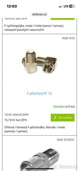Prodám nepouž.anténní konektory,redukce,spojky,přechodky F-I - 18