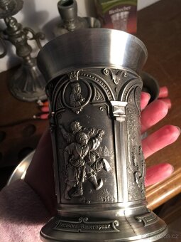 sbírka cínu pohár číše svícen mísa džber Cín - punc - 18