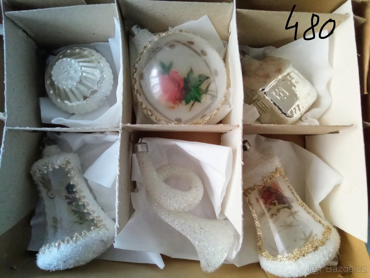 Vánoční ozdoby - staré, vánoční ozdoby, baňky , korálkové - 19