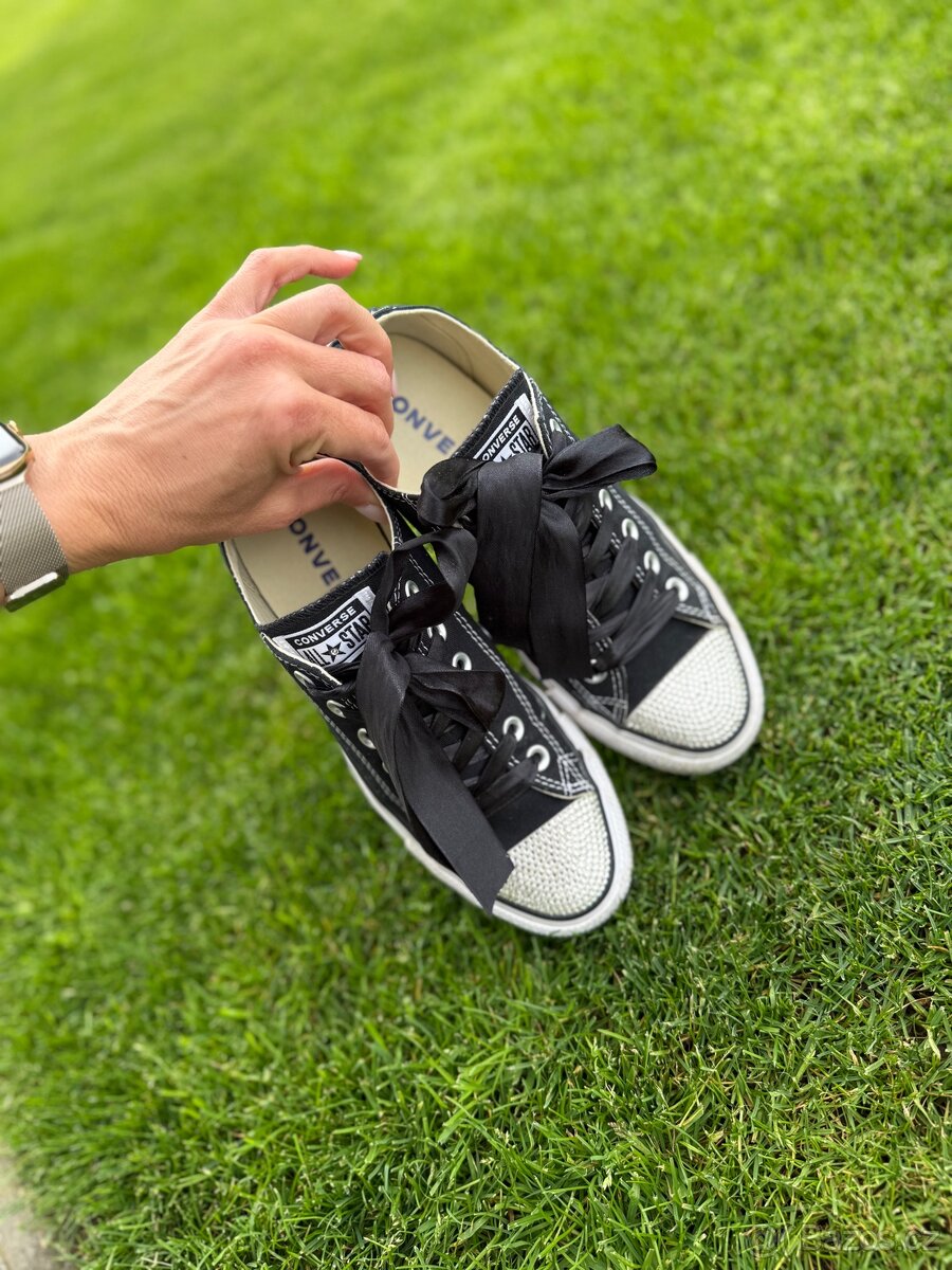 Luxusní, černé tenisky Converse s kamínky Swarovski - 19