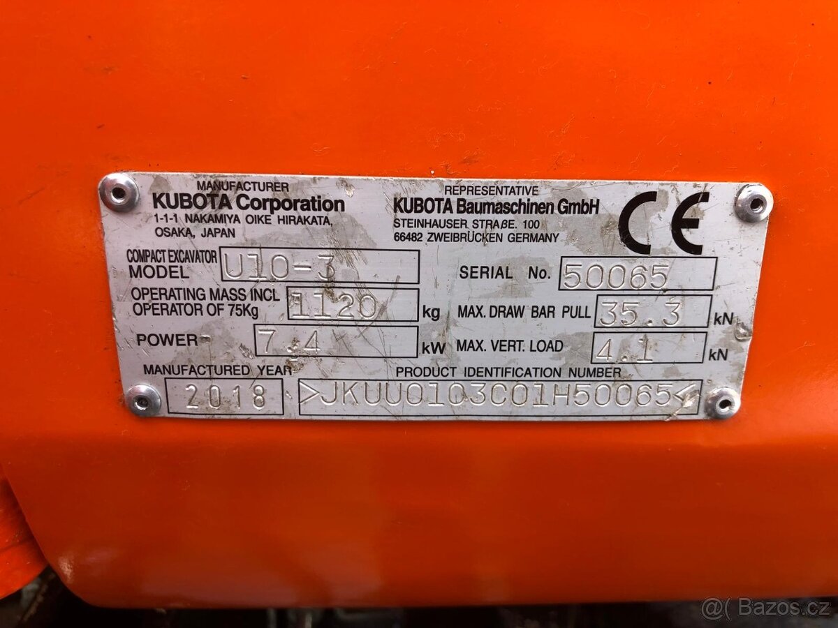 Minibagr Kubota U10 s nulovým přesahem zádě - 19