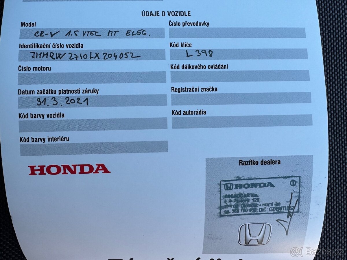 Honda CR-V 1.5 VTEC 4WD Turbo Elegance ČR 1maj plný servis - 19